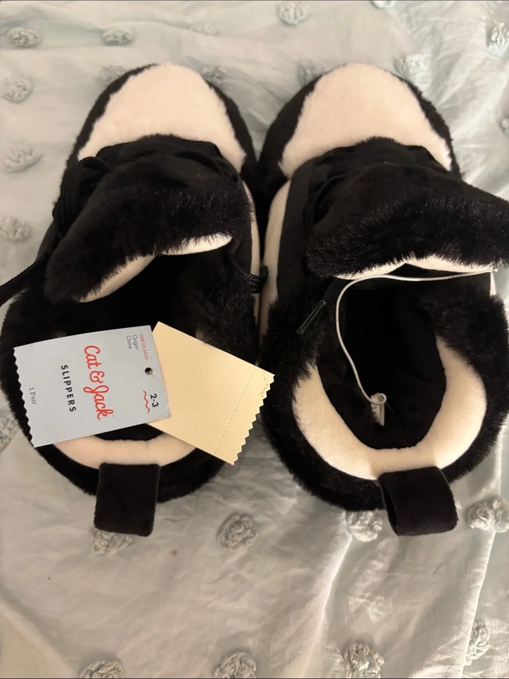 Cat & Jack Black and White Plush Slipper Sneakers